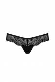 Мереживні трусики-танга з атласним бантиком Passion NAJA THONG XXL/XXXL, black