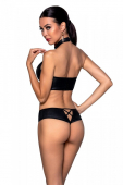 Комплект з еко-шкіри Passion NANACY BIKINI L/XL, black, бра та трусики з імітацією шнурівки