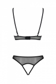 Комплект бралет з ажурним ліфом та відкритими трусиками Passion CHRISTA SET Open Bra XXL/XXXL black