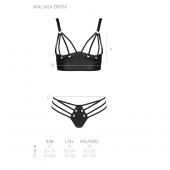 Комплект з екошкіри з люверсами та ремінцями Passion MALWIA BIKINI XXL/XXXL, black, бра та трусики