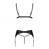 Комплект з екошкіри Passion MILEY SET L/XL, black, трусики, бюстгальтер, пояс для панчіх