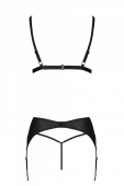 Комплект з екошкіри Passion MILEY SET S/M, black, трусики, бюстгальтер, пояс для панчіх