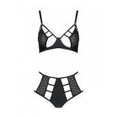 Розпродаж!!! Комплект з екошкіри Passion Tamaris Set black S/M, бюстгальтер та трусики