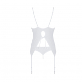 Корсет із пажами, трусики з ажурним декором та відкритим кроком Passion URSULA CORSET L/XL, white
