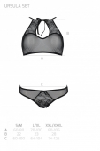Комплект: бра, трусики з ажурним декором та відкритим кроком Passion URSULA SET L/XL, black