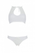 Комплект із бра, трусиків з ажурним декором та відкритим кроком Passion URSULA SET XXL/XXXL, white