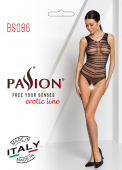 Бодістокінг з доступом Passion BS086 black, вертикальна сітка, виріз на спинці