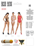 Бодістокінг з доступом Passion BS086 white, вертикальна сітка, виріз на спинці