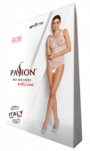 Бодістокінг з доступом Passion BS086 white, вертикальна сітка, виріз на спинці