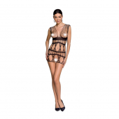 Бодістокінг-сукня Passion BS089 black, міні, плетіння у вигляді павутини