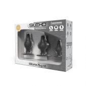 Набір анальних пробок SilexD Silicone Plug Kit двошарові, силікон+Silexpan, діаметр 3,4; 4; 4,5 см