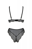 Комплект білизни Passion AMBERLY SET 4XL/5XL black, ліф, трусики бразиліана, люрексова нитка