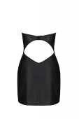 Мінісукня з екошкіри Passion CELINE CHEMISE 4XL/5XL, black, шнурівка, трусики в комплекті