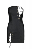 Мінісукня з екошкіри Passion CELINE CHEMISE 6XL/7XL, black, шнурівка, трусики в комплекті