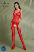 Бодістокінг Passion ECO BS005 red, щільний, відкритий доступ, імітація підв’язок