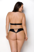 Комплект із екошкіри Passion MALWIA SET with Open Bra 4XL/5XL black, топ та трусики з люверсами