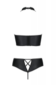 Комплект з екошкіри Passion NANACY BIKINI 4XL/5XL black, бра та трусики з імітацією шнурівки