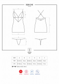 Сатиновий комплект для сну з мереживом Obsessive 828-CHE-1 chemise & thong S/M, чорний, сорочка, стр