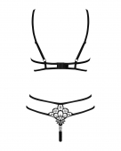 Еротичний комплект зі стреп Obsessive Badossa 2-pcs set L/XL, чорний, з доступом, бюстгальтер, стрін