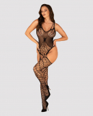 (SALE) Ажурний бодістокінг під павутину Obsessive Bodystocking G325 black S/M/L, чорний, комбінезон, імітац