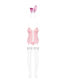 Еротичний костюм зайчика Obsessive Bunny suit 4 pcs costume pink S/M, рожевий, топ з підв’язками, тр