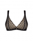 Мереживний бюстгальтер із трикутною чашкою Obsessive Estiqua bra M/L, чорний, широкі лямки
