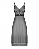 Напівпрозора довга сорочка Obsessive Estiqua chemise M/L, чорний, асиметричний крій