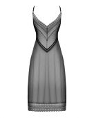 Напівпрозора довга сорочка Obsessive Estiqua chemise XL/2XL, чорний, асиметричний крій