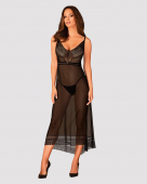 Напівпрозора довга сорочка Obsessive Estiqua chemise XL/2XL, чорний, асиметричний крій