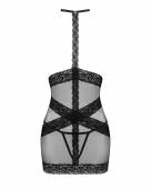 Напівпрозора сорочка з відкритими грудьми Obsessive Lacrisia chemise XL/2XL, чорна, з чокером