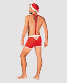 Чоловічий еротичний костюм Санта-Клауса Obsessive Mr Claus L/XL, боксери на підтяжках, шапочка з пом