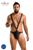 Чоловіче боді з люверсами Passion 028 HARRY L/XL Black, екошкіра, на шлейках