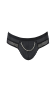 Чоловічі труси з ланцюжком Passion 030 SLIP TOM L/XL Black, екошкіра, відкриті сідниці