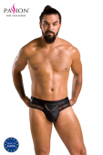 Чоловічі труси з ланцюжком Passion 030 SLIP TOM S/M Black, екошкіра, відкриті сідниці