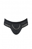 Чоловічі труси з ланцюжком Passion 030 SLIP TOM XXL/XXXL Black, екошкіра, відкриті сідниці