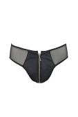 Чоловічі сліпи на блискавці Passion 042 SLIP TIMMY S/M Black, екошкіра, сітка