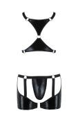 Комплект еротичної чоловічої білизни Passion 047 SET JOHN XXL/XXXL Black, труси, портупея