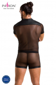 Комплект сітчастої чоловічої білизни Passion 052 SET MICHAEL L/XL black, сорочка, боксери, заклепки