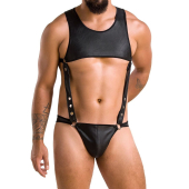 Чоловіче шкіряне боді Passion 056 ADAM L/XL Black, заклепки