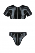 Комплект чоловічої білизни під латекс Passion 057 SET PETER L/XL Black, кроп-топ, стринги