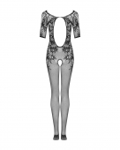Сітчастий бодістокінг з квітковим малюнком Obsessive Bodystocking F238 S/M/L, black, з доступом, імі