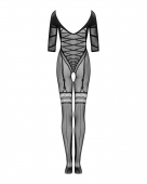 Сітчастий бодістокінг з імітацією підв’язок Obsessive Bodystocking G329 S/M/L, black, з доступом