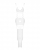 Сітчастий бодістокінг з імітацією топа та шортів Obsessive Bodystocking G330 S/M/L, white, з доступо
