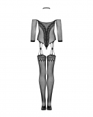 Нейлоновий бодістокінг з імітацією панчіх Obsessive Bodystocking G333 S/M/L, black, з доступом