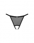 Прозорі стрінги з доступом Obsessive Celia Noir crotchless thong XL/2XL