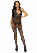 (SALE) Бодістокінг Leg Avenue Rhinestone Lace and Net Bodystocking OS Black