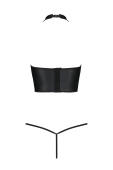 Комплект білизни з відкритими грудьми Passion GENEVIA SET WITH OPEN BRA XXL/XXXL black, корсет, стрі
