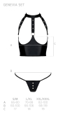 Комплект білизни з відкритими грудьми Passion GENEVIA SET WITH OPEN BRA XXL/XXXL black, корсет, стрі