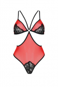 Напівпрозоре боді з мереживом Passion PEONIA BODY L/XL red
