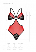 Напівпрозоре боді з мереживом Passion PEONIA BODY L/XL red